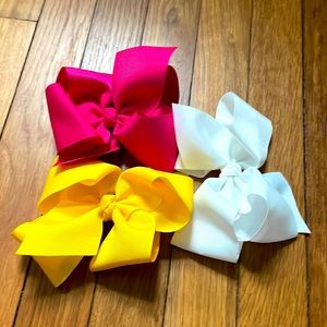 Hanna Andersson set of 3 large hairbows pink white yellow NWOT never worn